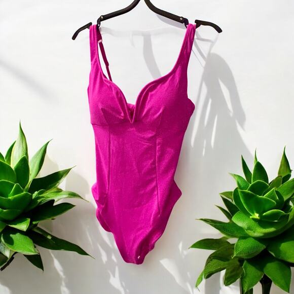 Becca by Rebecca Virtue Swimsuit Size Small One Piece l Bow Vivid Pink NWT $138 - Picture 11 of 11